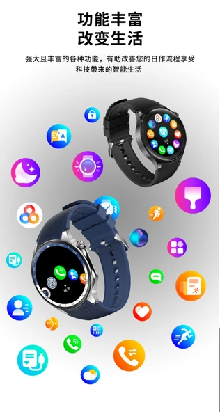 Akıllı Bluetooth Çağrılı Spor Akıllı Saat - Siyah Deri Kordon - 7