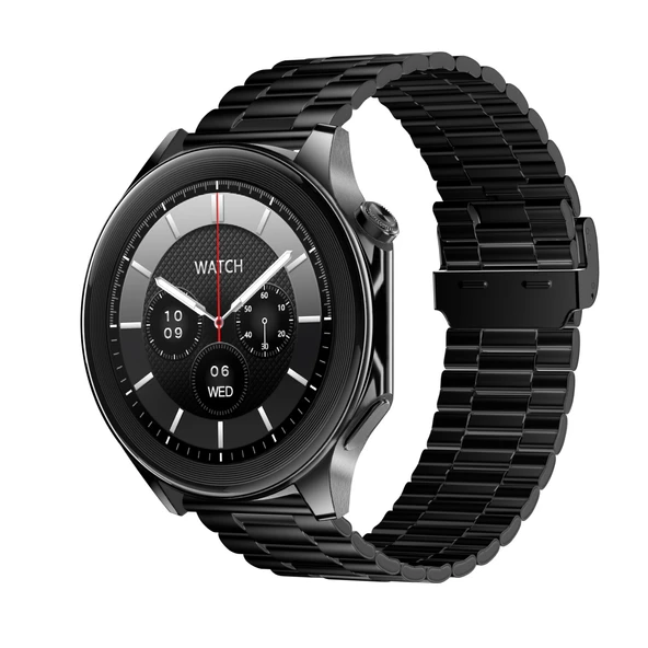 Akıllı Bluetooth Çağrılı Spor Akıllı Saat - Siyah Çelik Kordon - 2