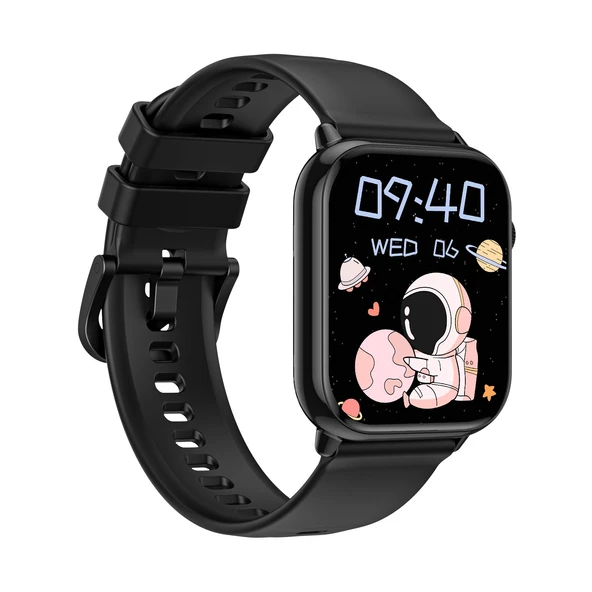 Bluetooth Çağrı ve Spor Takip Akıllı Saat - Siyah Silikon Kordon - 3