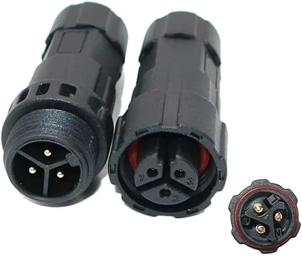 Su Geçirmez 3 Pin Konnektör IP68 Dişi-Erkek Takım 16 mm