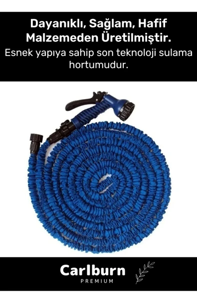 Premium Dolaşmaz Kırılmaz 7 Kademe Uzayan Bahçe Sulama Araç Yıkama Tabancalı 30 Metre Sihirli Hortum - 2