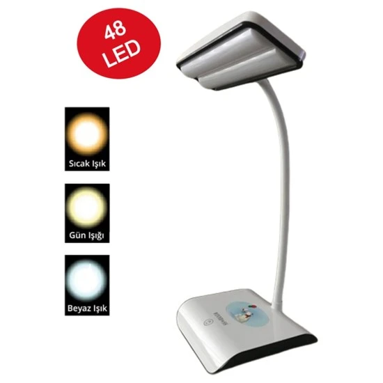 Şarjlı 48 Led  PS-1937 Çalışma Okuma Işığı Kademeli Masa Lambası