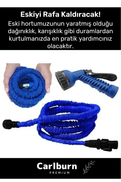 Premium Dolaşmaz Kırılmaz 7 Kademe Uzayan Bahçe Sulama Araç Yıkama Tabanca 22.5 Metre Sihirli Hortum - 3