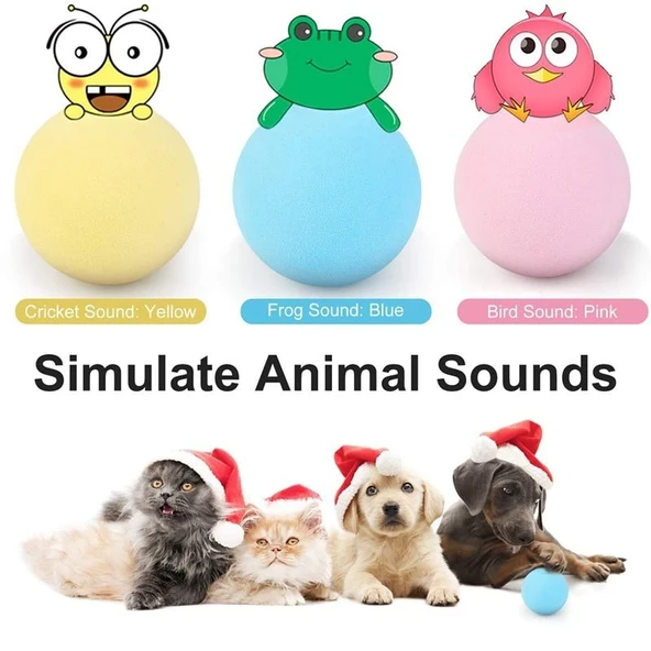 Sesli Ve Akıllı Kedi Oyuncak Topu - 50 Mm, Hayvan Sesli, Eğlenceli Kedi Oyuncağı - 4
