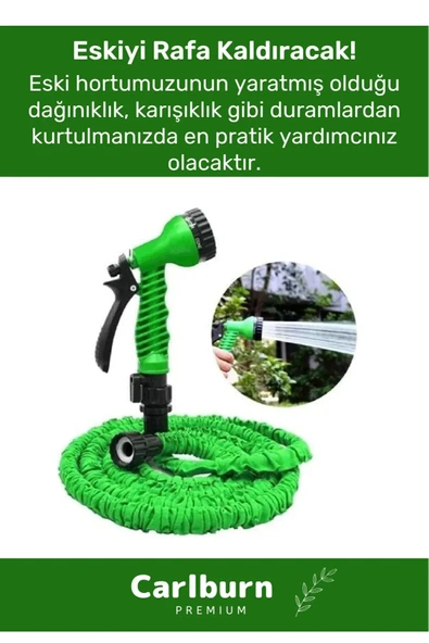 Premium Dolaşmaz Kırılmaz 7 Kademe Uzayan Bahçe Sulama Araç Yıkama Tabanca 22.5 Metre Sihirli Hortum - 3