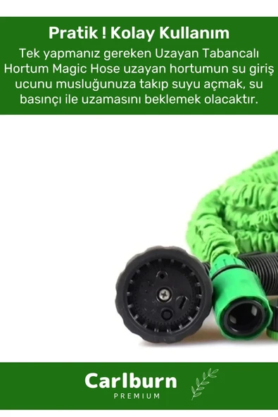 Premium Dolaşmaz Kırılmaz 7 Kademe Uzayan Bahçe Sulama Araç Yıkama Tabancalı 30 Metre Sihirli Hortum - 5