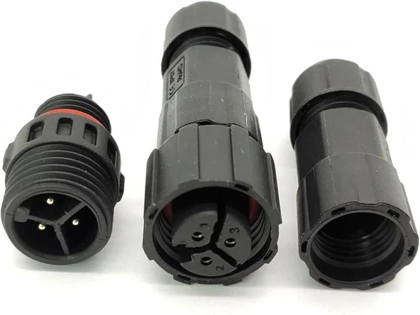Su Geçirmez 3 Pin Konnektör IP68 Dişi-Erkek Takım 16 mm - Resim 2