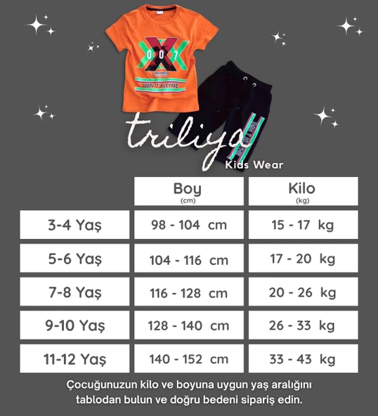 Triliya Pamuklu Unisex Çocuk Kapri Takımı (Cepli & Kordonlu, 3-12 Yaş) TRL-31 - 7