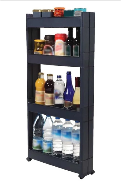 Çok Amaçlı Tekerlekli Raf Plastik Raf Mutfak Rafı Banyo Raf Organizer  Sr-04