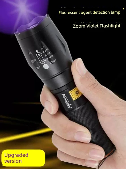 Mor Işıklı Para Tanıma El Feneri - E17 Violet/365nm Seti (MC3 + 1 18650 Pil) - 3