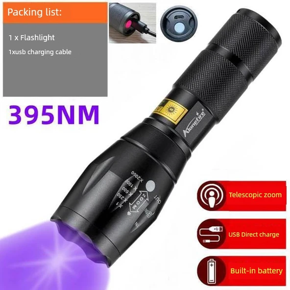 Mor Işıklı Para Tanıma El Feneri - G700-C nm/395nm Şarjlı (USB Kablolu)