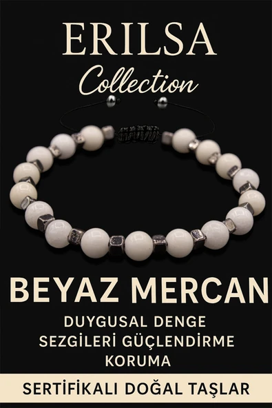 Sertifikalı 6mm Terahertz & Beyaz Mercan Taşı Bileklik – Sakinlik, Saflık ve Koruma ürün görseli