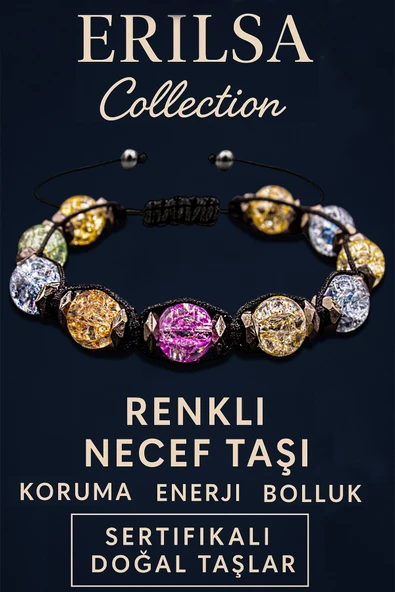 Sertifikalı Terahertz & Renkli Necef Taşı Bileklik – Canlılık, Uyum ve Enerji Koruması ürün görseli