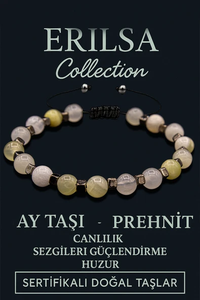 Sertifikalı Terahertz & Ay Taşı - Prehnit Bileklik – Sezgi, Şefkat ve Koruma ürün görseli