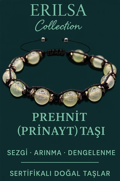 Sertifikalı Terahertz & Prehnit (Prinayt) Taşı Bileklik – Kalp Şifası, Sezgi ve Koruyucu Enerji ürün görseli 1