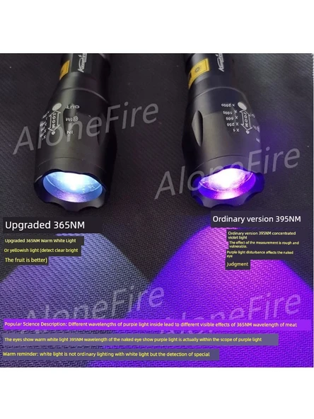 Mor Işıklı Para Tanıma El Feneri - E17 Violet/365nm Seti (MC3 + 1 18650 Pil) - 4