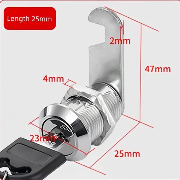Dolap Kilidi Demir Kam Silindir - Zhengxin 25mm Kapalı