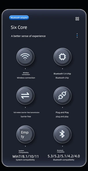 Bluetooth 5.4 USB Adaptör - 160m - Dahili Antenli - 8