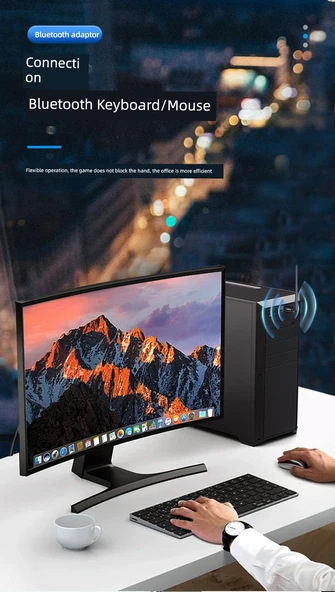 Bluetooth 5.4 USB Adaptör - 160m - Harici Antenli - 11