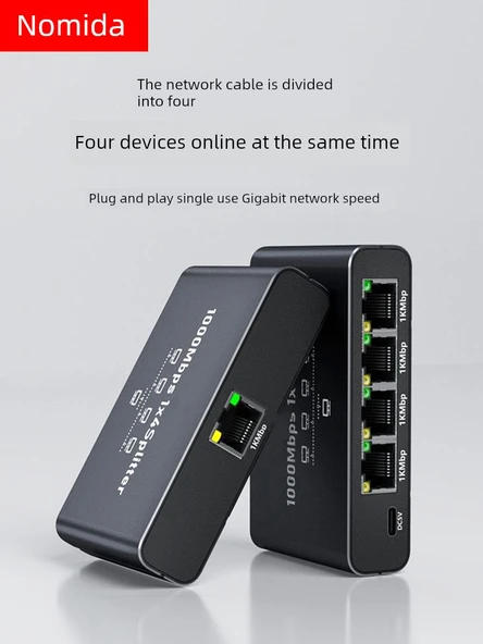 Gigabit Ethernet Ağ Ayırıcı - 1'den 2 Porta + DC Güç - 2