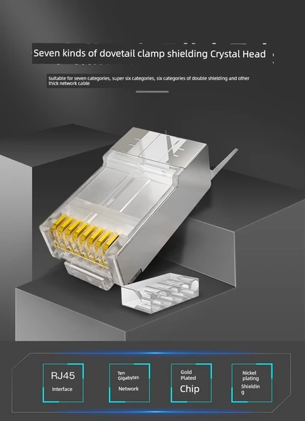 Super Six Bakır Kasa Manuel Arayüz Ağ Kablosu Kristal Başlığı - 10Gbps - 7