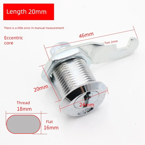 Kilit - Tek Eksantrik 20mm Silindir [2 Anahtar]