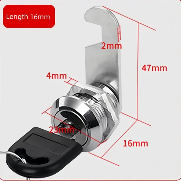 Dolap Kilidi Demir Kam Silindir - Zhengxin 16mm Kapalı
