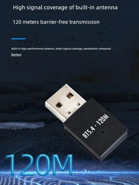 Bluetooth 5.4 USB Adaptör - 160m - Dahili Antenli - 5