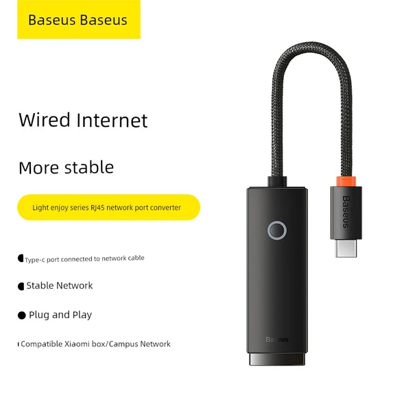 Type-C - RJ45 Gigabit Ethernet Adaptörü - Siyah