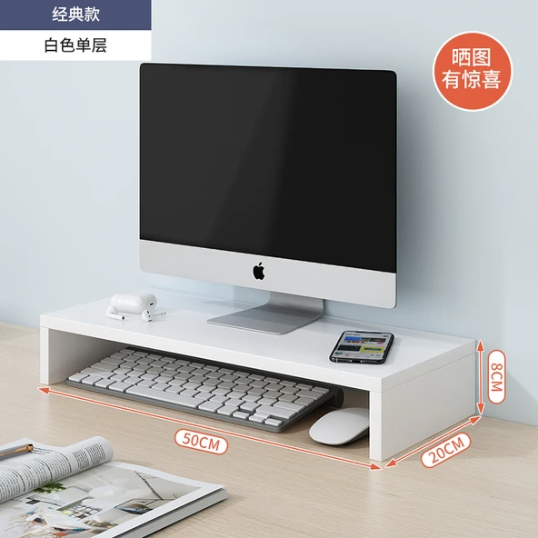 Beyaz Tek Katlı Klasik USB Monitör Yükseltici