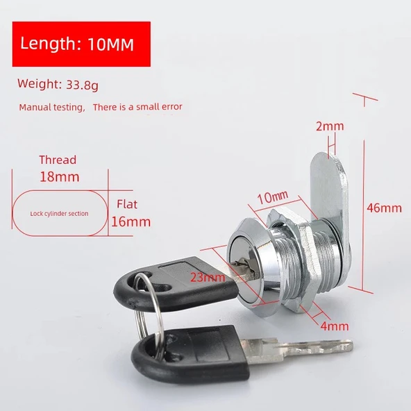 Dolap Kilidi Demir Kam Silindir - Zhengxin 10mm Kapalı