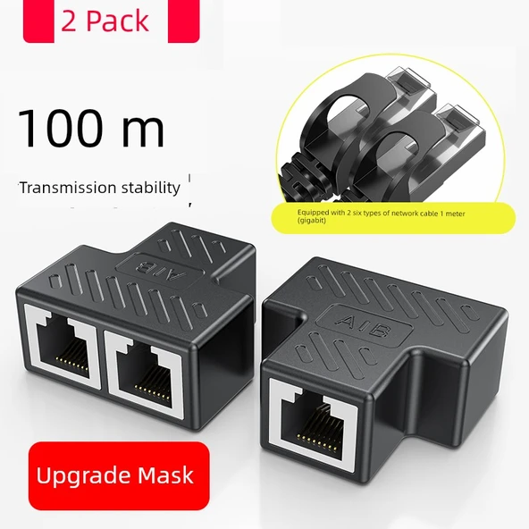 Gigabit Ethernet Splitter - İki Adet 1 Metre Gigabit Kablolu