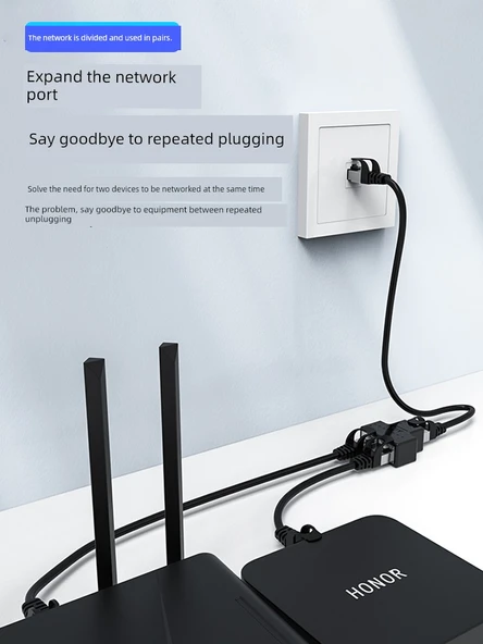 Gigabit Ethernet Splitter - 2'li Paket, 2 Adet 0.5m Gigabit Kablolu - 5