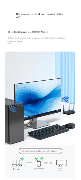 USB Wifi5 Kablosuz İnternet Vericisi - 150m Mini RTL8188 - 7