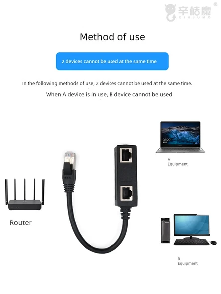 RJ45 Ethernet Splitter Adaptörü - 1'den 2'ye Entegre - 3