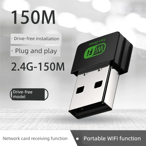 USB Wifi5 Kablosuz İnternet Vericisi - 150m Mini Sürücüsüz RTL8188GU