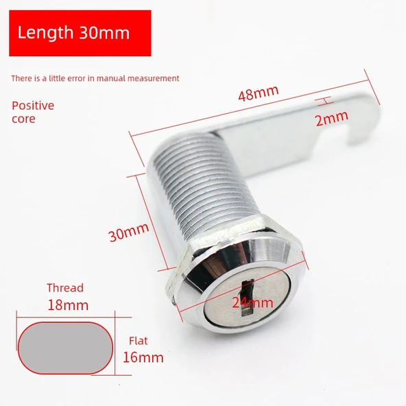 Kilit - Açık 30mm Göbek [2 Anahtar] - 1