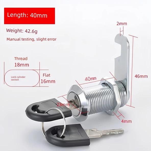 Dolap Kilidi Demir Kam Silindir - Zhengxin 40mm Kapalı
