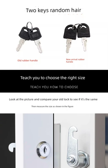 Dolap Kilit Göbeği - 30mm Demir Anahtarlı - Resim 7