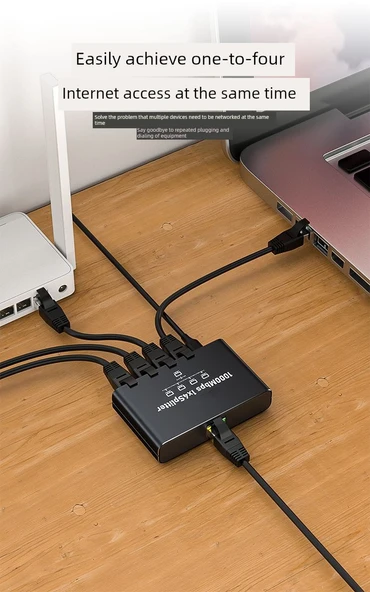 Gigabit Ethernet Ağ Ayırıcı - 1'den 2 Porta + DC Güç - 7