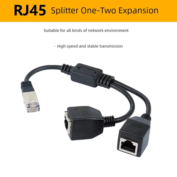 RJ45 Ethernet Splitter Adaptörü - 1'den 2'ye Ayrık