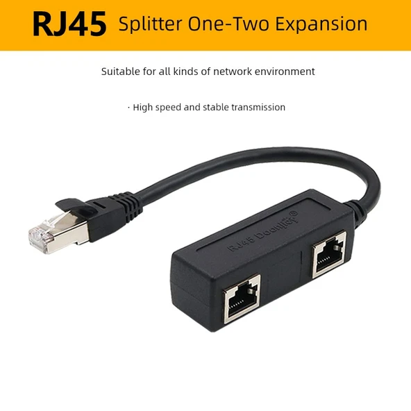 RJ45 Ethernet Splitter Adaptörü - 1'den 2'ye Entegre