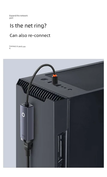 Alüminyum Alaşımlı Type-C - RJ45 Gigabit Ethernet Adaptörü - 10