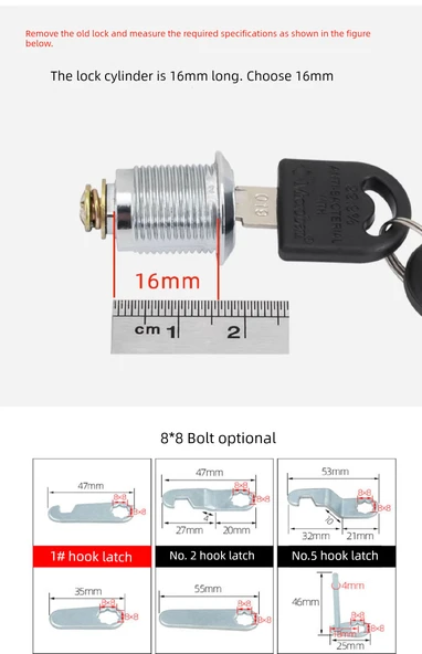 Dolap Kilit Göbeği - 30mm Demir Anahtarlı - Resim 9