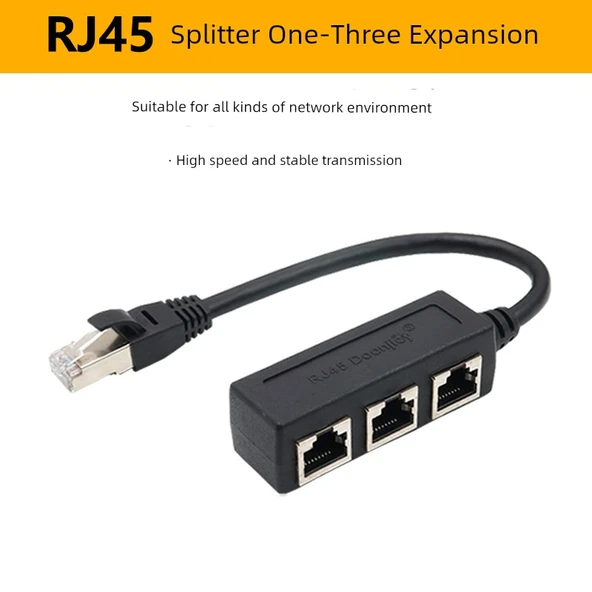 RJ45 Ethernet Splitter Adaptörü - 1'den 3'e Entegre