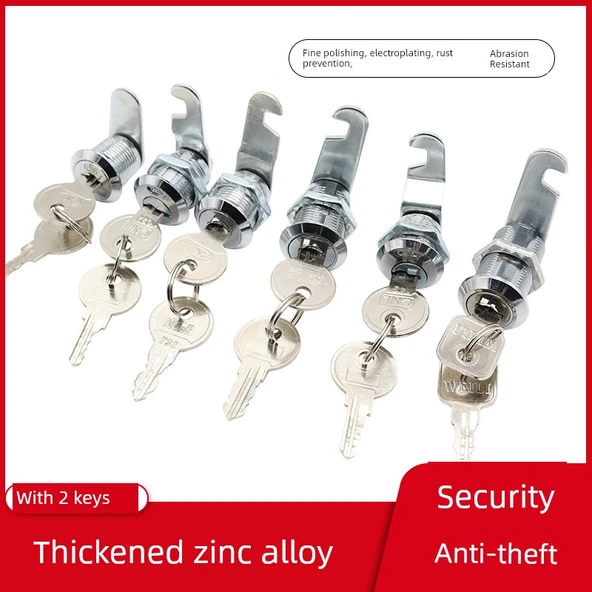 Kilit - Tek Açık Merkez 20mm Silindir [2 Anahtar] - 3