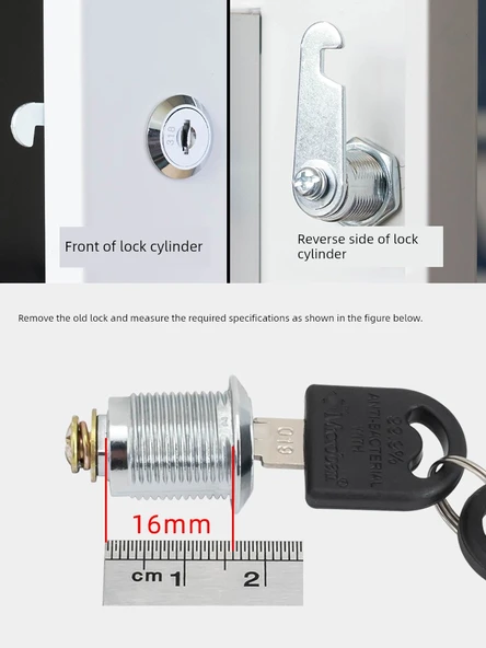 Dolap Kilit Göbeği - 30mm Demir Anahtarlı - Resim 4