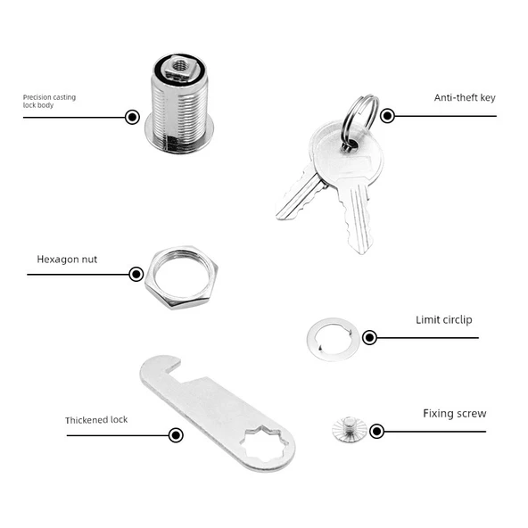 Kilit - Tek Açık Merkez 20mm Silindir [2 Anahtar] - 4