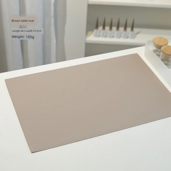 Leke Tutmaz Deri Nail Art Masa Örtüsü - Kahverengi