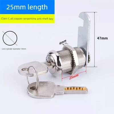 Dolap Kilidi Demir Kam Silindir - C Sınıfı Hırsızlığa Karşı 25mm Kapalı